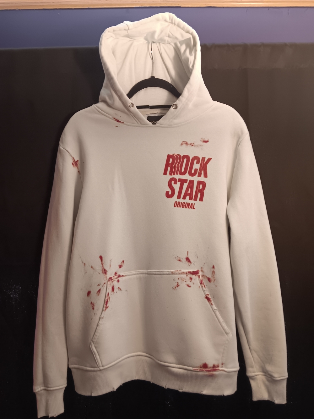 Rock Star Original White Hoodie with Red Graphic